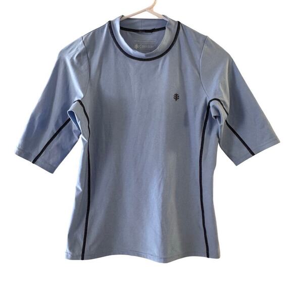 Coolibar UPF 50+ Sun Protection Women’s Fitted Top Size Large Blue Stretch - Picture 1 of 5